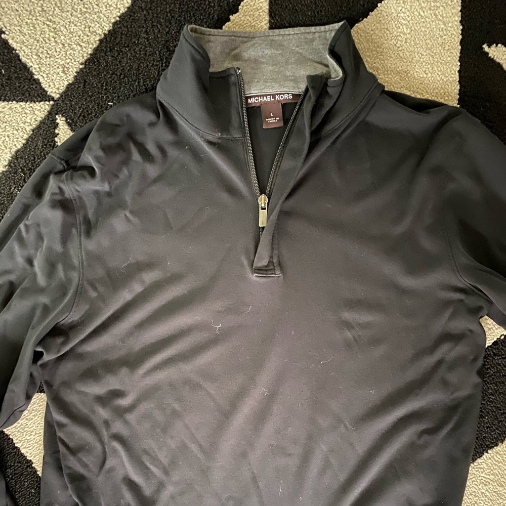 Black Michael Kors Cotton Long Sleeve Quarter Zip